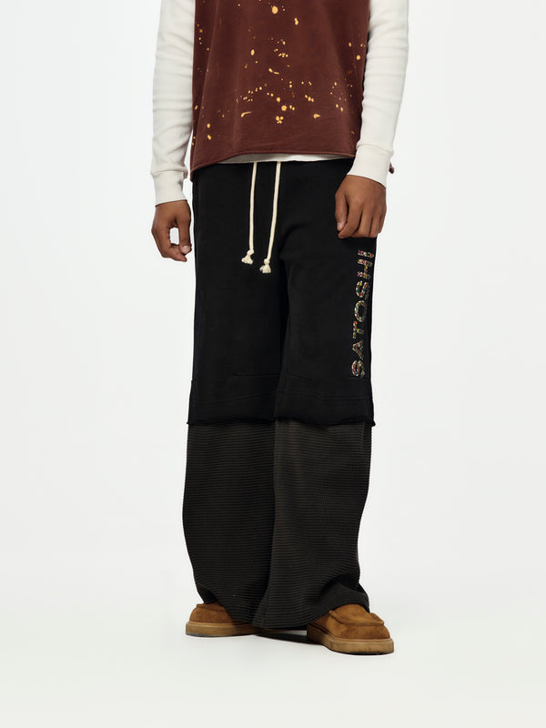 Double Layer Studded Sweatpant (Black)