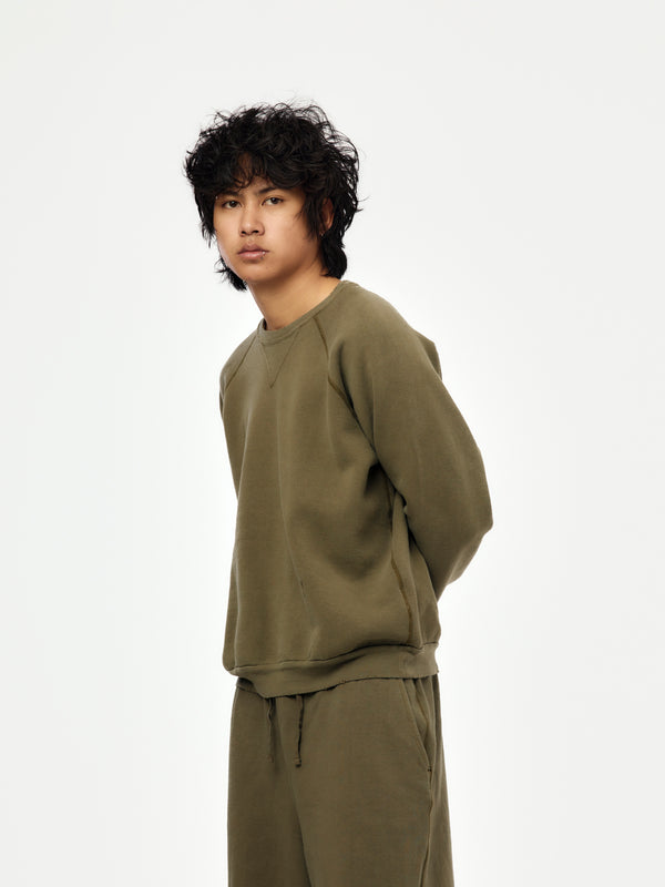 Vintage Double V Sweatshirt (OLIVE) (SIS) - Image 2