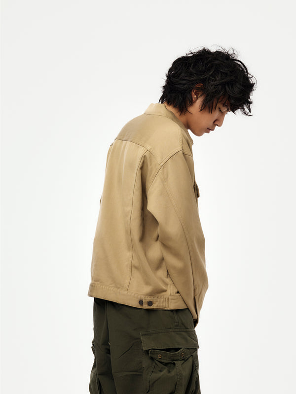 Washed Silk Cotton Pique 3rd Type Jacket (BEIGE) (SIS) - Image 3