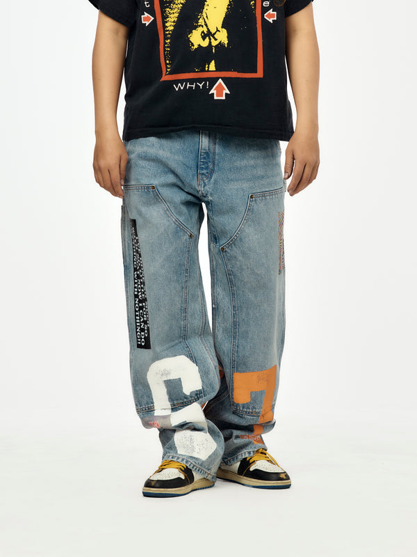 Nothing Personal Double Knee Jeans (Blue)