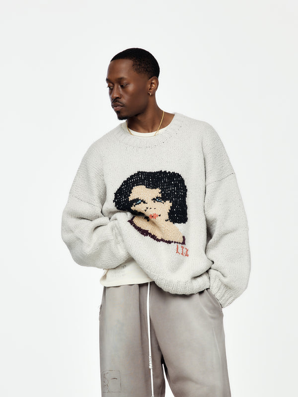 Liz Hand-Knit Sweater (Gray)